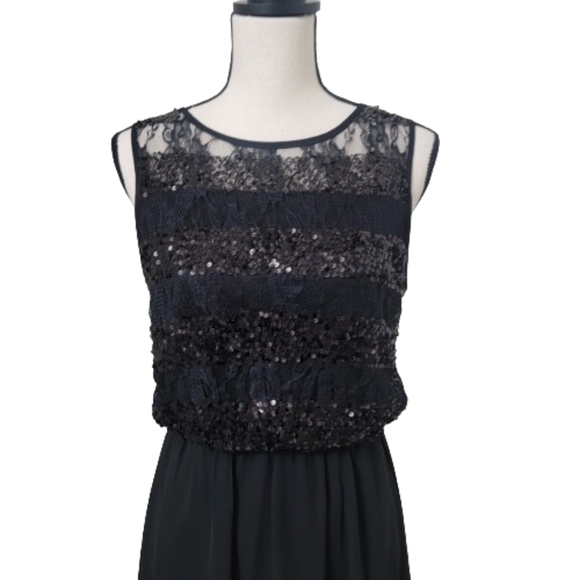 Bisou Bisou, Size 8 Sequin, Lace High Low Hem Cocktail Dress, Gently Used Cond. - Picture 2 of 16